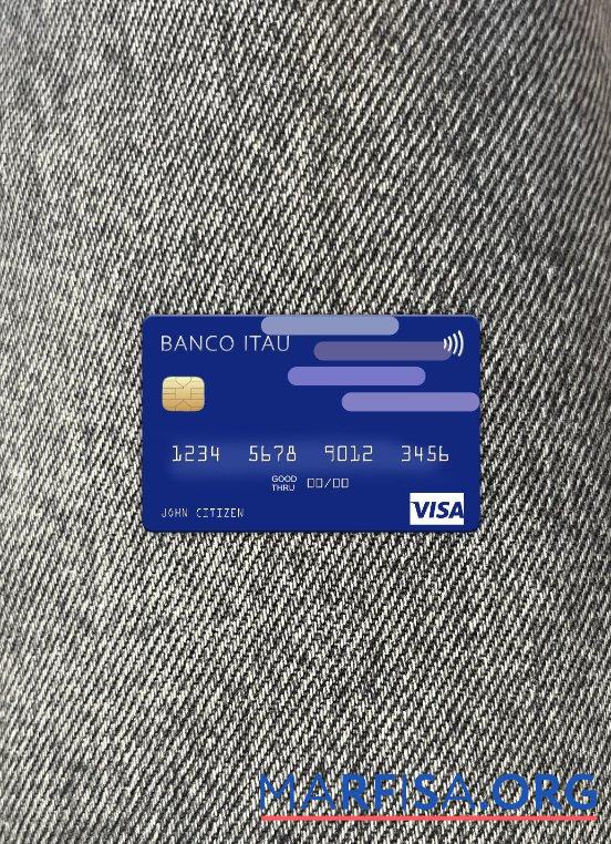 Downloadable Argentina Banco Itaú visa card photolook front template